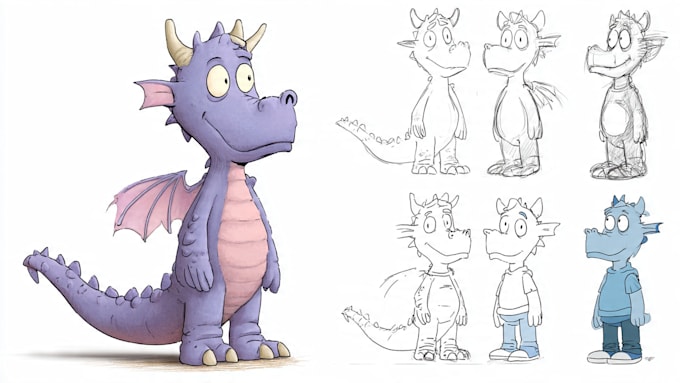 draw cartoon for character, monster, dragon