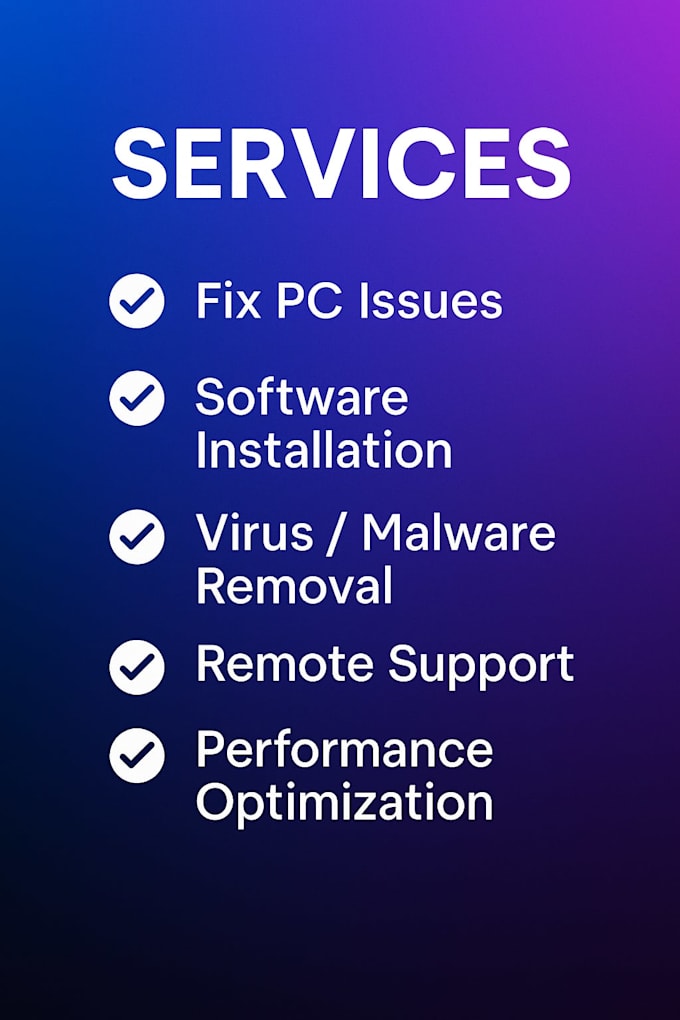 provide professional technical support, fix PC issues and install software