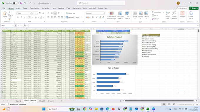 clean,fix error and format your excel or google sheet
