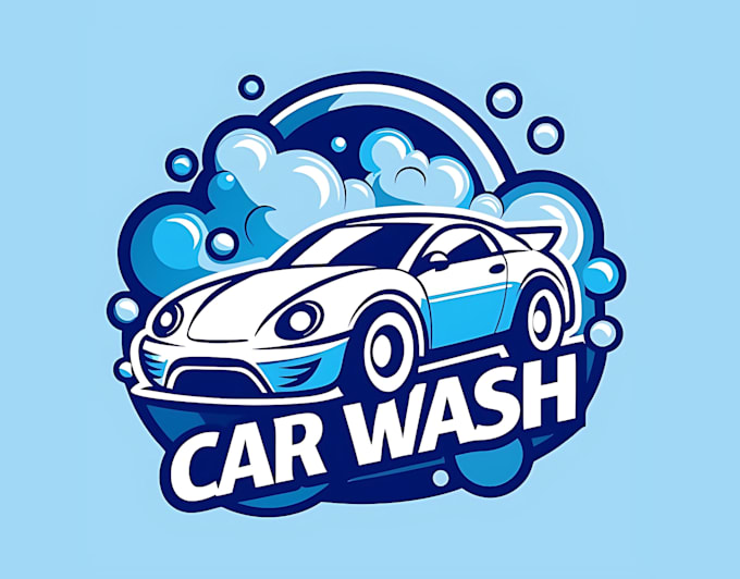 creative car wash, auto detailing and mechanic logo design