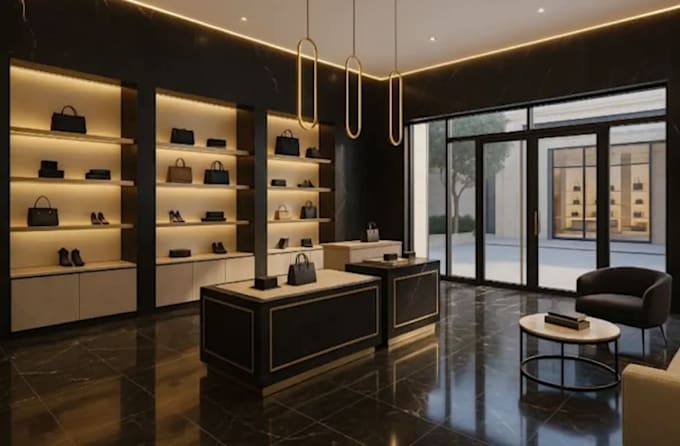 design 3d store front, 3d showroom design, warehouse