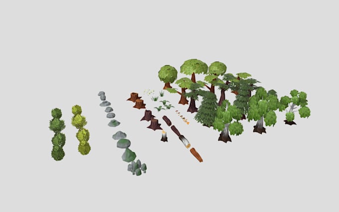 create low poly 3d game assets for unity , unreal