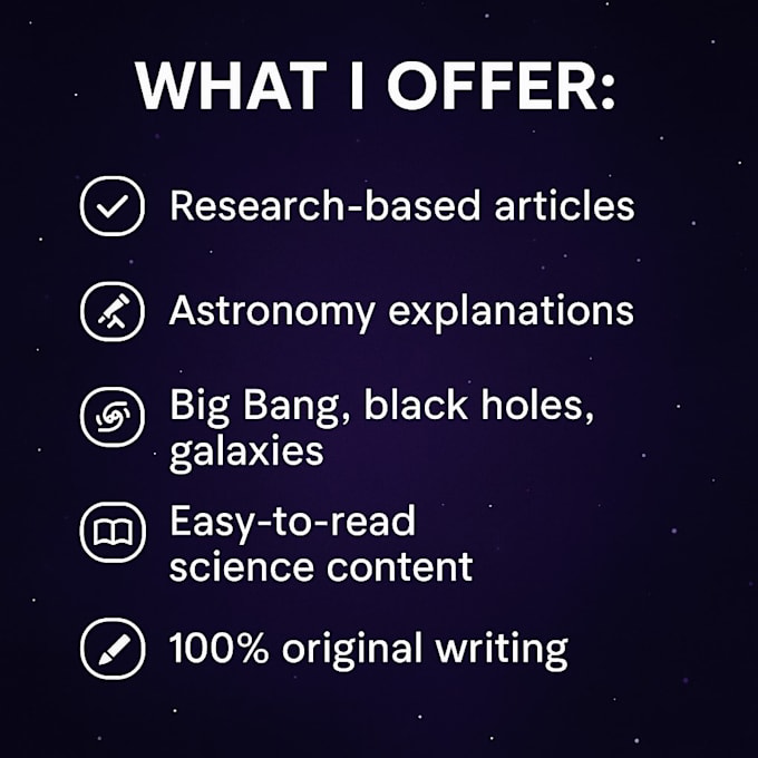 write research based science and space articles for you