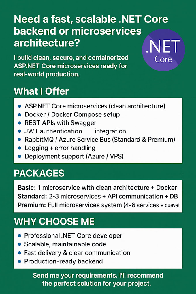 build dotnet core microservices with docker rabbitmq and clean architecture