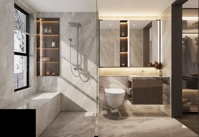 redesign functional living area, luxury villa interior render,master bedroom cgi