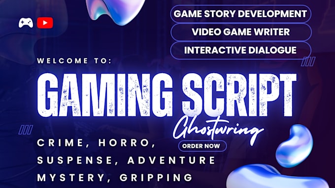 ghostwrite youtube channel detective crime gaming video scripts to engage player