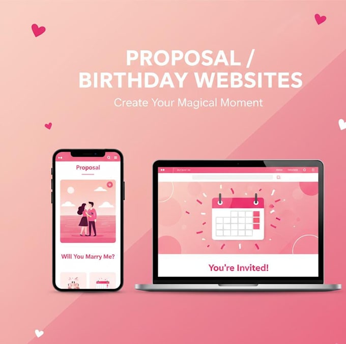 create a proposal, birthday or invitation website with response button