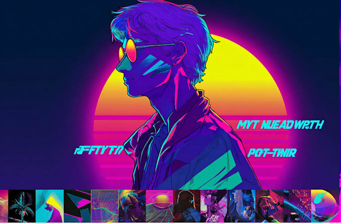 make illustration retrowave cyberpunk synthwave with my style