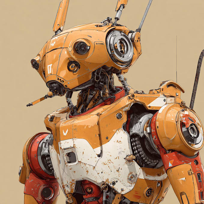 custom futuristic mecha robot character art