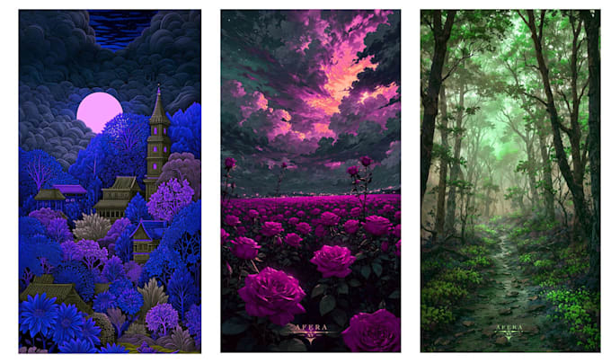 create anime style scenery