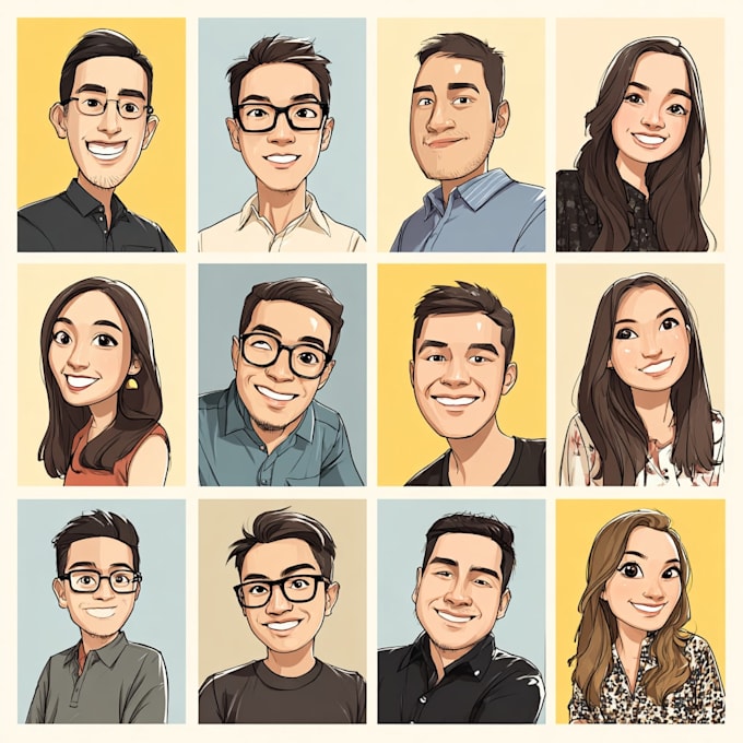 draw cartoon vector portrait with your face