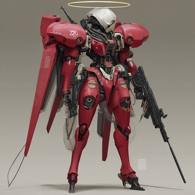 do anime style mecha robot illustrations