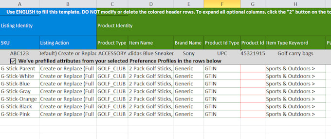 create and optimize amazon listings, fix errors, set parent child variations