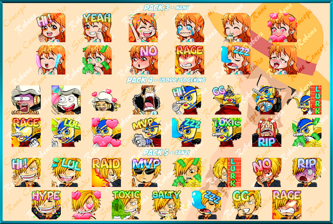 make one piece characters emotes