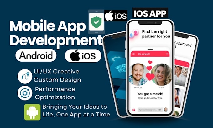 develop mobile app dating app, dating website, chating app clone android ios app