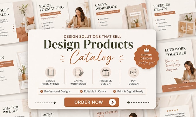 design products catalog, ebook formatting, freebies, canva workbook, pdf design