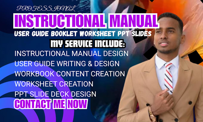 design instructional manual, user guide, workbook, worksheet