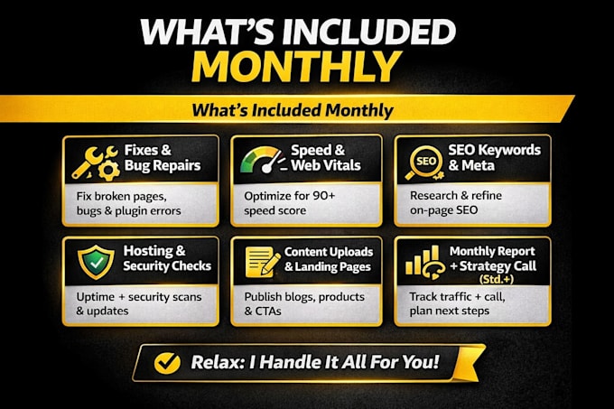 do monthly website dev maintenace plus SEO and content updates