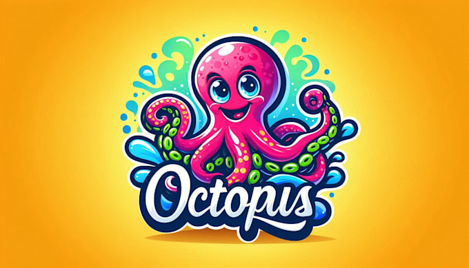 do octopus water style mascot logo with express delivery