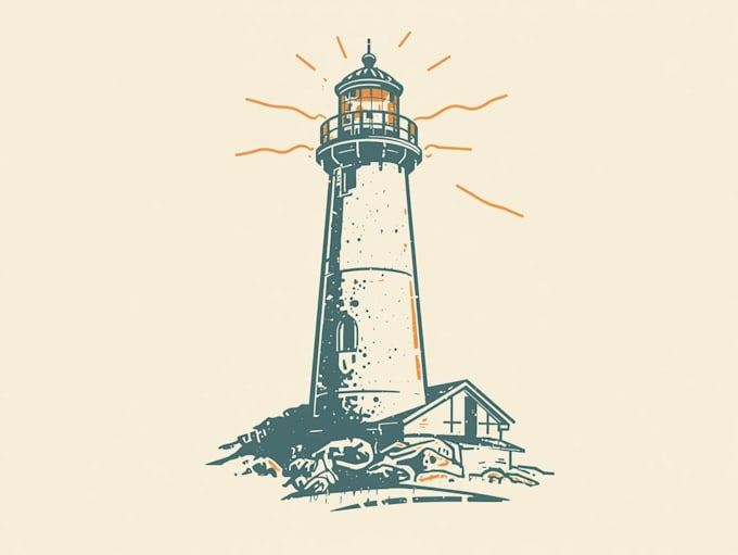 deaign a vintage lighthouse logo t shirt design