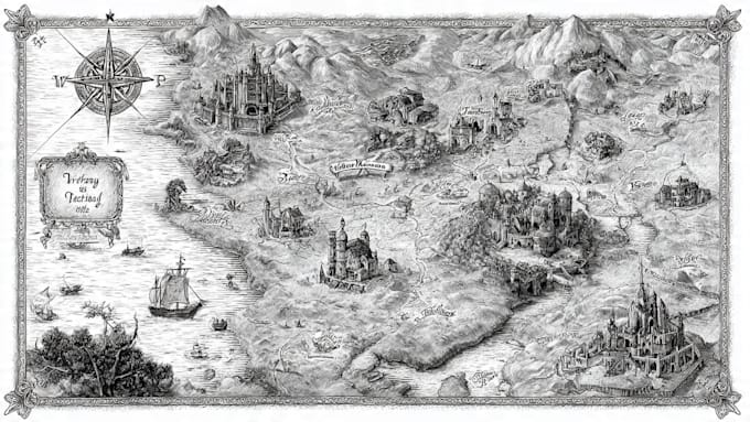 map illustration hand drawn map fantasy