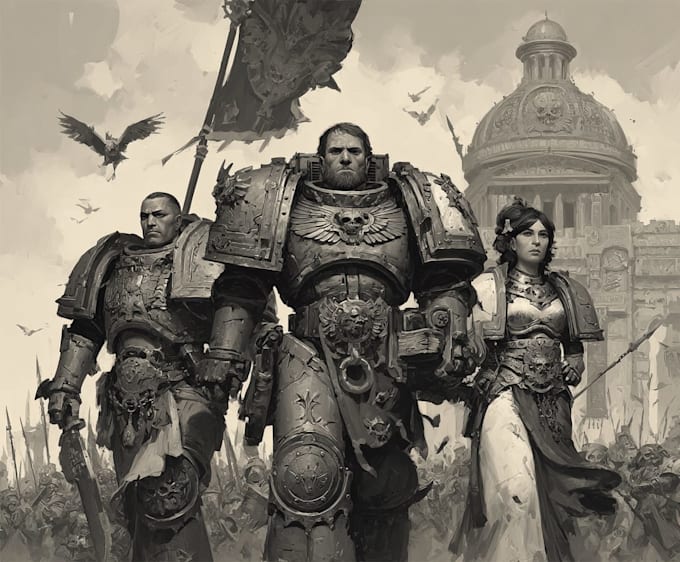 create epic custom warhammer 40k inspired character fan art