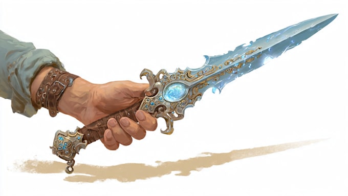 draw fantasy dnd weapon art for game
