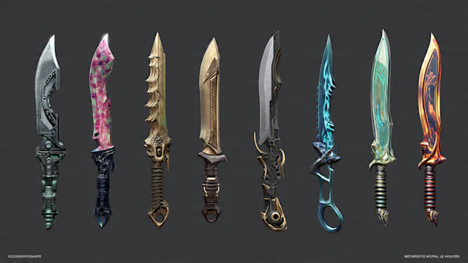 high quality weapon concept art for gaming and more