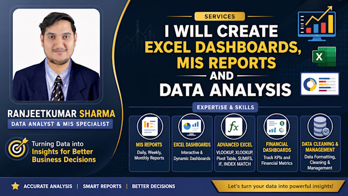 professionally create mis reports and excel dashboards