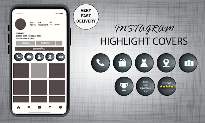 create a custom instagram highlights cover icons