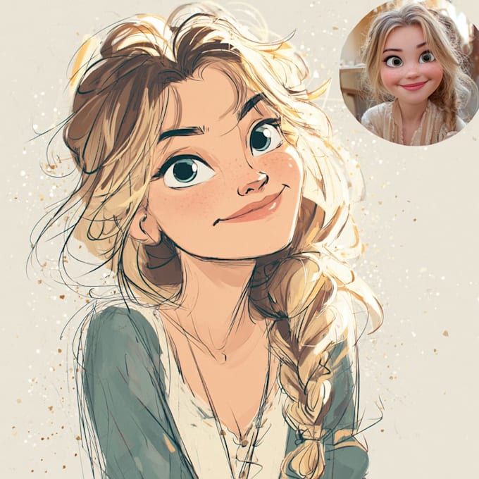 design cute disney cartoon portrait
