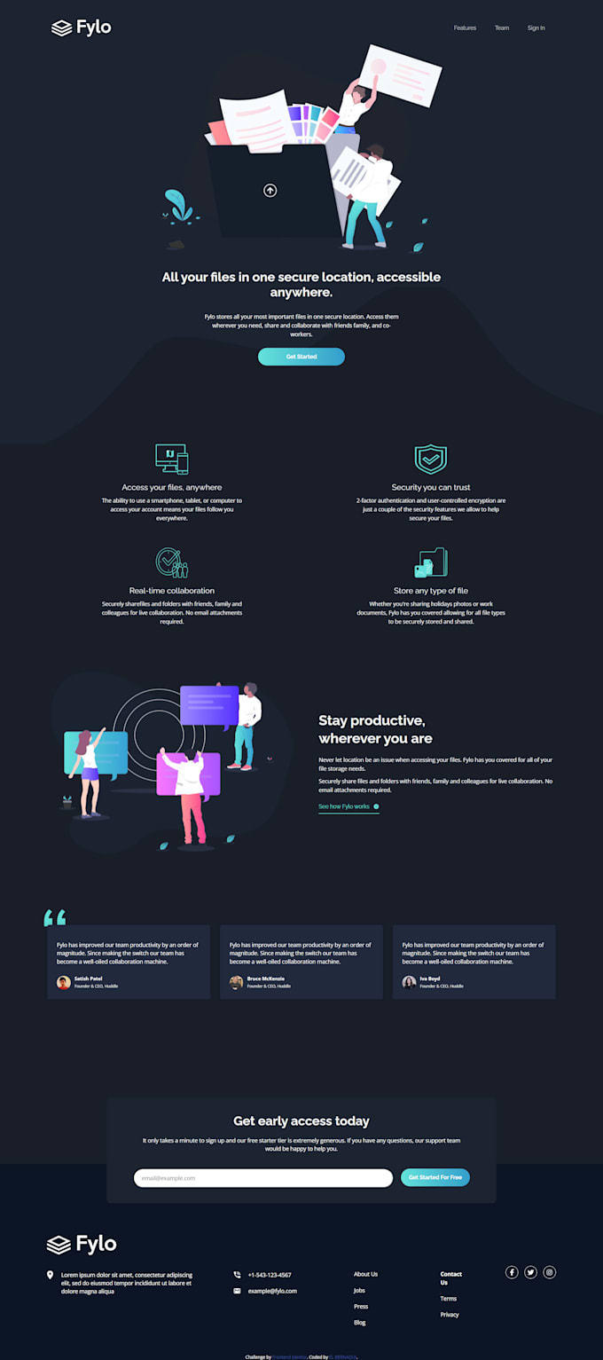create a professional and responsive landing page