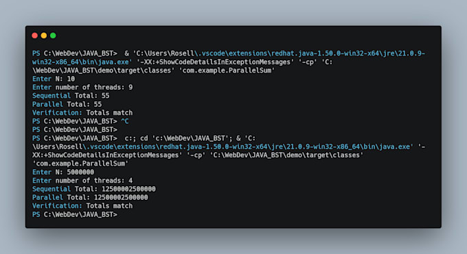 create a simple java console application for your project