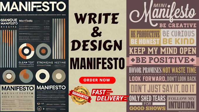 create a unique and professional manifesto, ghostwriting, design, and typography