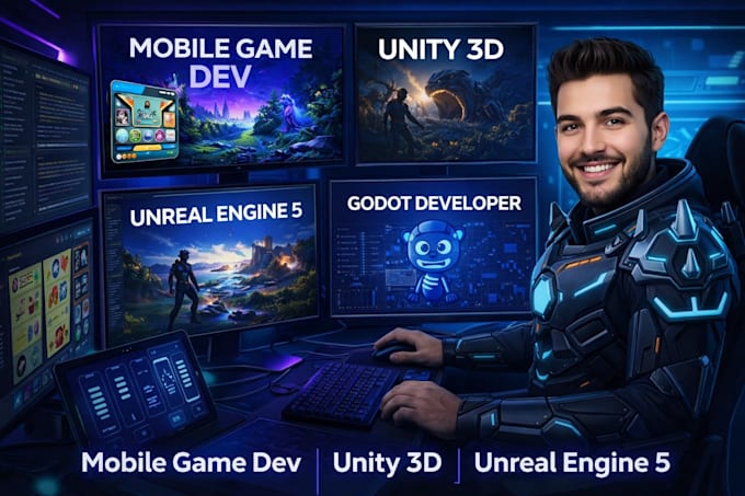 do mobile game dev, unity 3d game, godot, unreal engine and game prototype