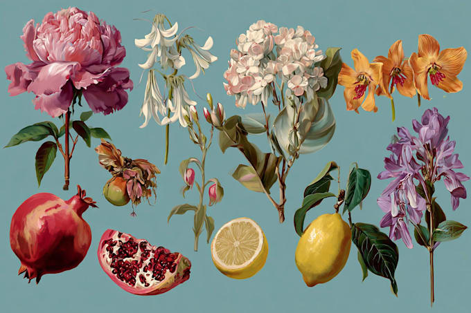paint digital botanical fruit plants illustration