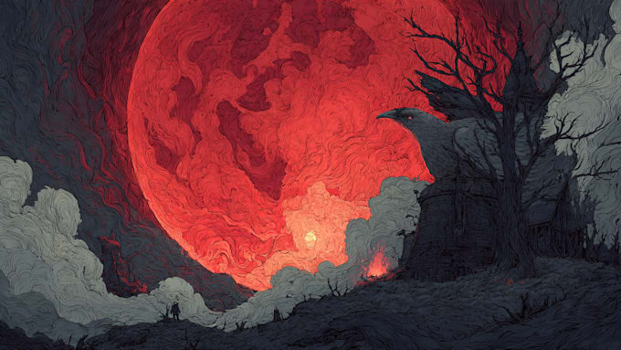draw dark art illustration with engraving style