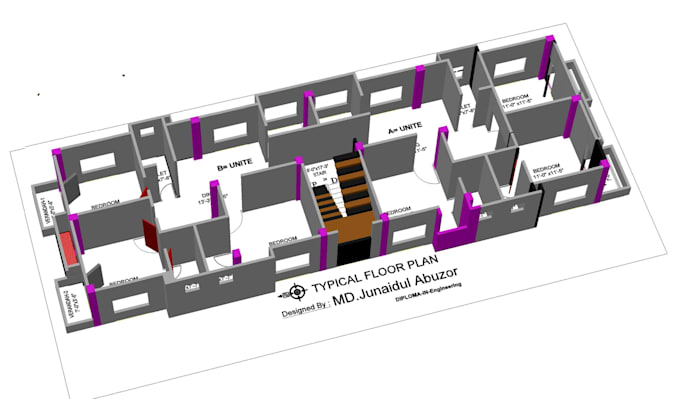 do auto cad 2d floor plan and 3d visualization any problem solve drafting