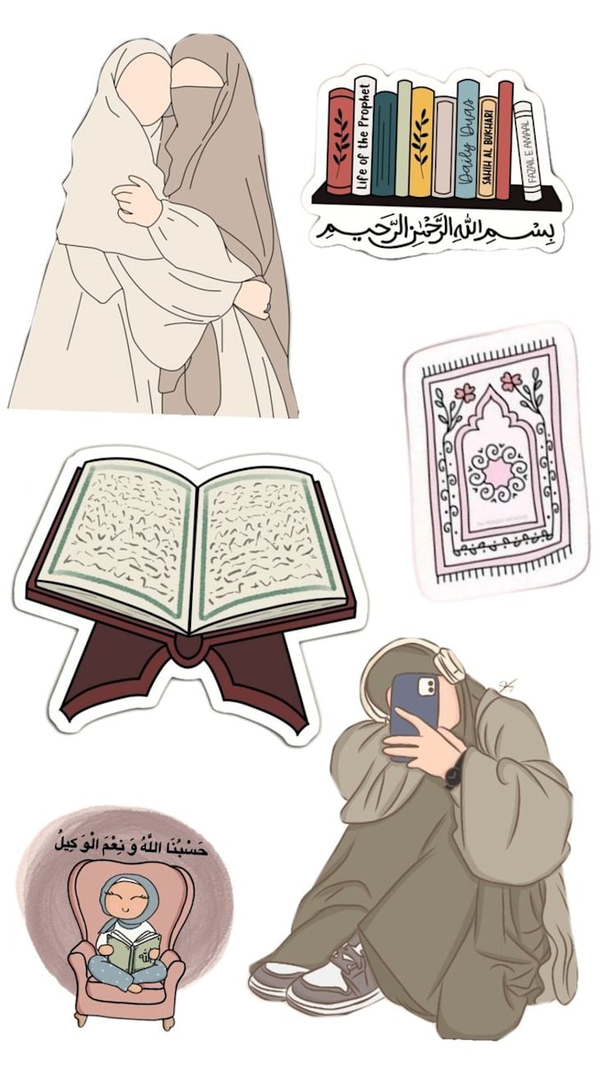 make simple cute islamic sticker and card design for you