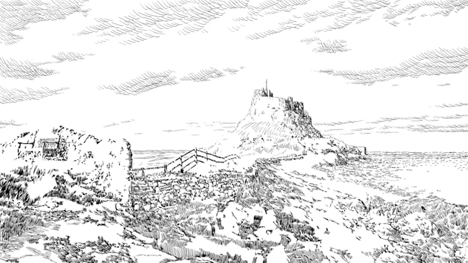 create ink draw environment and landscape sketches