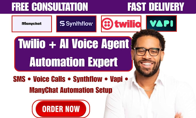 setup twilio sms voice call synthflow voice agent vapi ai manychat automation