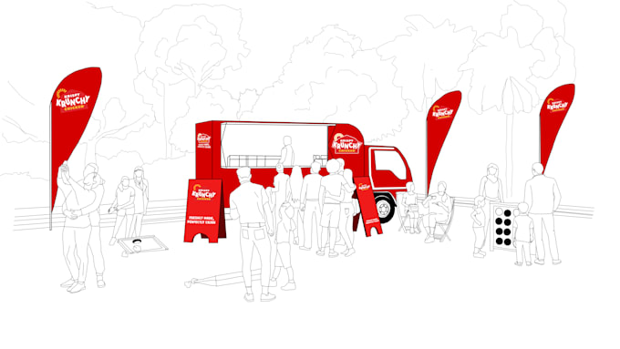 draw event concept art and booth designs for presentations