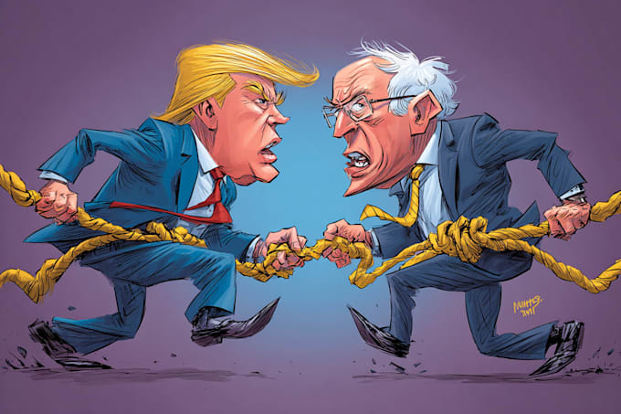 draw high quality political cartoon