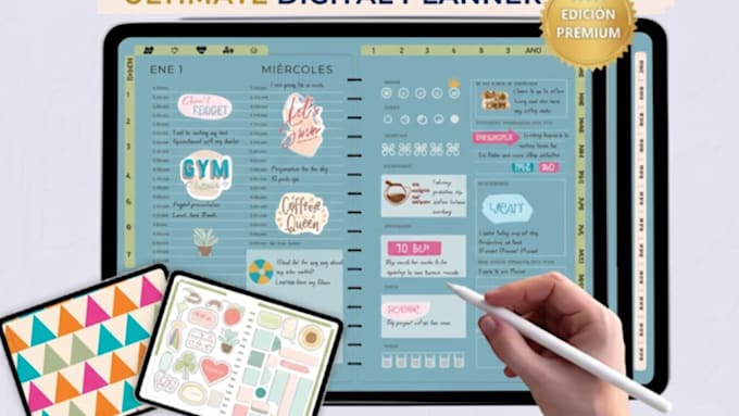 design responsive hyperlinked planner, setup etsy shop, digital products planner