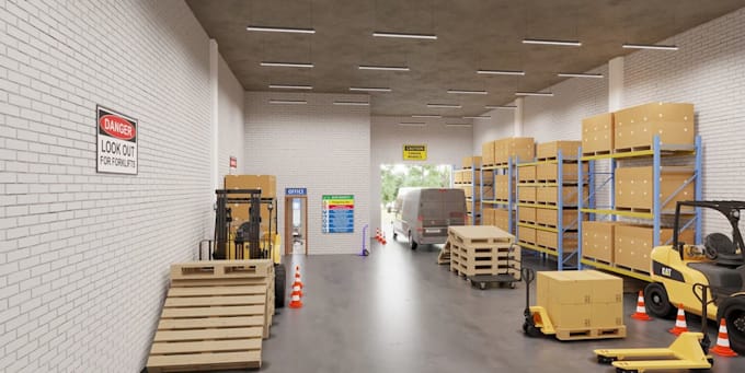 visualize industrial warehouse,factory layout, logistic center, office rendering