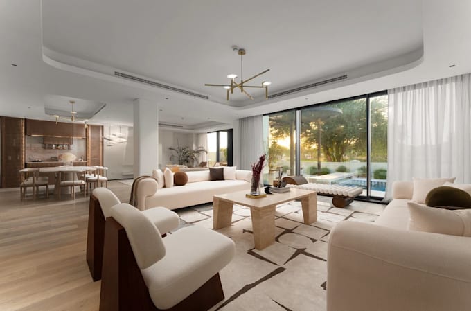 build house from 2d plan, flat roof section, spacious layout, sunshade structure