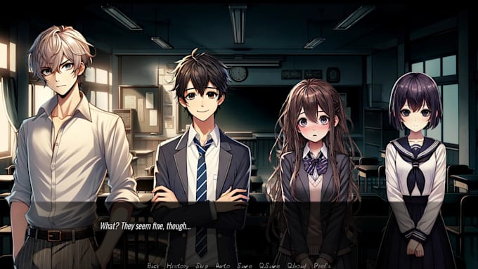 code visual novel or simulation games in renpy or unity custom gui and features