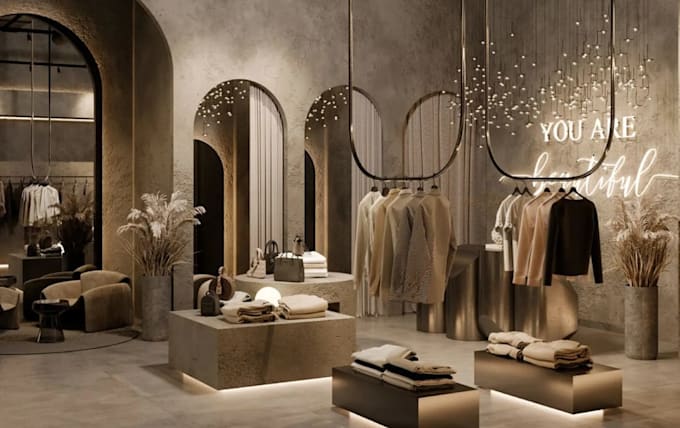 Make realistic store front, supermarket, retail store, showroom ...