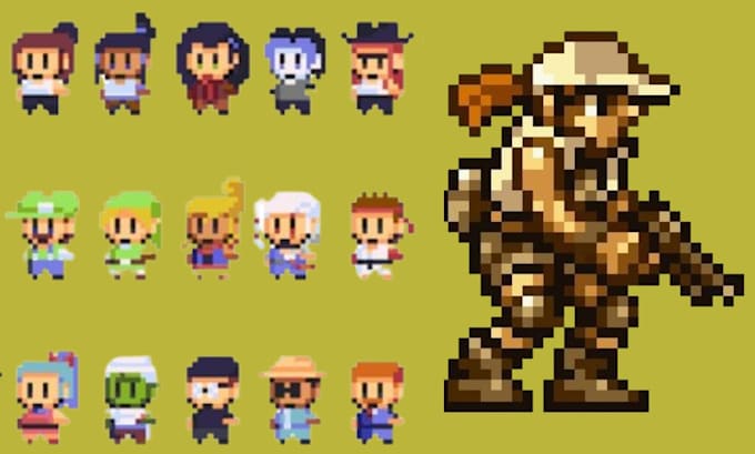 create pixel art character pixel art animation game assets