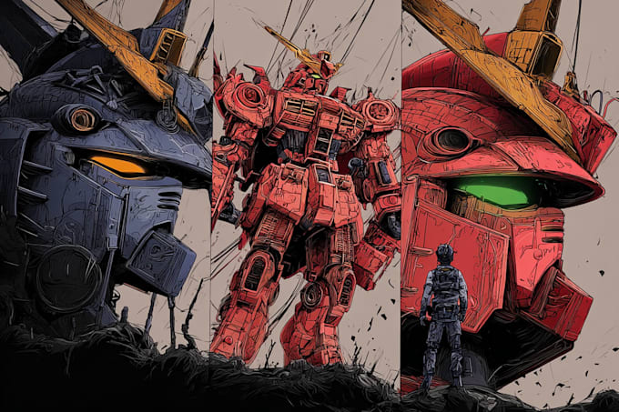 create retro mecha or scifi gundam art